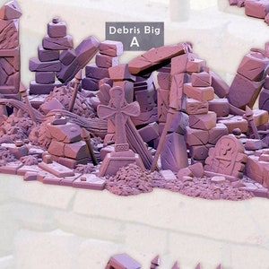 Graveyard Debris / Difficult Terrain, Scatter, Rocks, Gravestones, Rubble, Trees, Tombs, Altar | Full Set D&D Miniature | Cast N Play