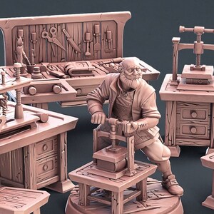 Bookbinder Npc Set | Tabletop Scale | D&D Ttrpg Miniature | Stl Miniatures