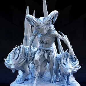 Arctic Owl Wanderer And Ice Wolves | Tabletop Scale | D&D Ttrpg Mini | Mini Monster Mayhem