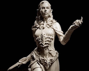 Maude Lacroix, Vampire Half Elf Sorcerer Warlock | Tabletop, Display Scale, Bust | TTRPG D&D Miniature | Cripta Studios | 3D Print