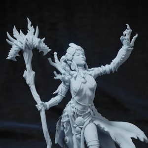 Aria Maiden Of The Coral, Coastal Druid | Tabletop Scale | Ttrpg D&D Miniature | Cripta Studios | Unpainted, Unplated Resin 8K