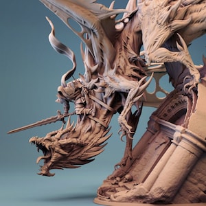 Cursed Dragon With Rider | Tabletop Scale | D&D Ttrpg Dragon Miniature | Rescale Miniatures