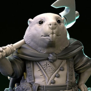 Beaver Woodsman | Tabletop or Display Scale | D&D Humblewood TTRPG Miniature | Pepunki Creatures | 3D Print