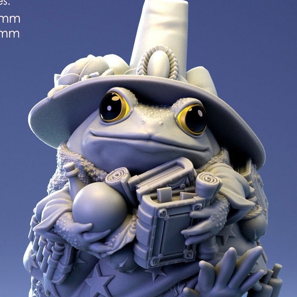 Tomato Frog Wizard | D&D TTRPG Miniature | Pepunki Creatures | Unpainted, Unplated Resin 8k