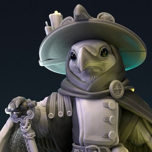 Raven Gravedigger Plague Doctor | Tabletop or Display Scale | D&D Humblewood TTRPG Miniature | Pepunki Creatures