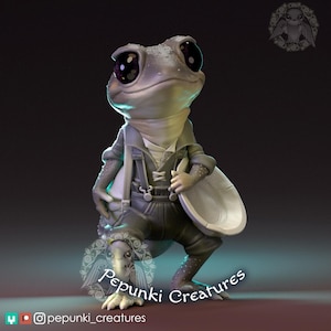 Knob Gecko Gold Panner | D&D Humblewood Tabletop Gaming Miniature | Pepunki Creatures