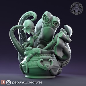 Oktopus Kessel Hexe | Tisch- oder Anzeigewaage | D&D Humblewood TTRPG Miniatur | Pepunki Kreaturen | 3D Druck