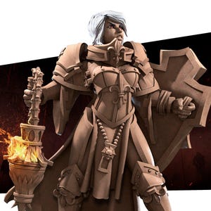 Battle Sisters Purifier | D&D TTRPG Miniature | Bite the Bullet | 3D Print
