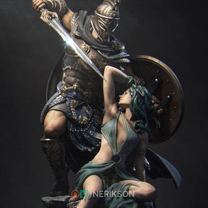 Medusa y Perseo, mitología griega / Estatua de resina para garaje / Miniatura de fantasía D&D TTRPG / Nerikson