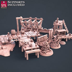 Set de construcción de barcos para PNJ / Escala de mesa / Miniaturas de D&D Ttrpg / Miniaturas STL