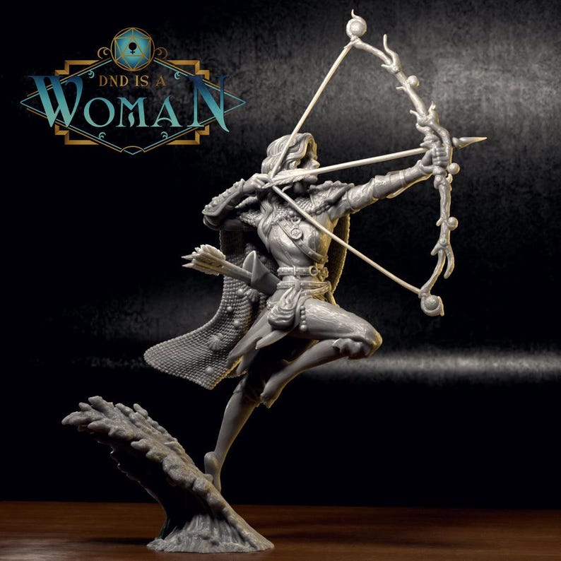 Water Genasi Ranger, Laine | D&D TTRPG Miniature | DnD Is A Woman | NO BASE