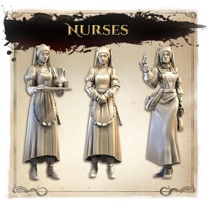 Nurses, Normal and Nightmare | Wicked Hills Asylum | D&D TTRPG Miniature | Great Grimoire | 3D Print
