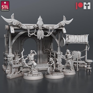 Arrows And Bow Maker Npc Set | Tabletop Scale | D&D Ttrpg Miniature | Stl Miniatures | 3D Print