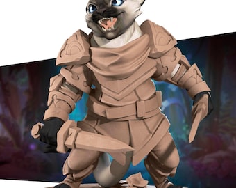 Cat Rogue | TABLETOP SCALE | TTRPG Miniature | Bite the Bullet | Unpainted, Unplated Resin 8k | 3D Print