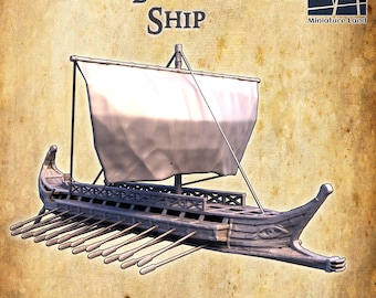 Barco birreme / Terreno para maquetas a escala de 28 mm / Construcción impresa en 3D jugable para D&D TTRPG / MiniatureLand / Impresión 3D