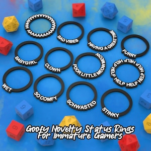 12 Novelty Status Rings | D&D TTRPG Game Accessory | Found Family Adventurecrafts | 3D Print