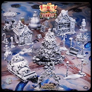 Christmas Xmas Village Set | TTRPG Scatter Diorama Dollhouse Miniature | Terrain Essentials