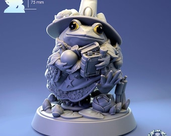 Tomato Frog Wizard | Tabletop or Display Scale | D&D Humblewood TTRPG Miniature | Pepunki Creatures | 3D Print