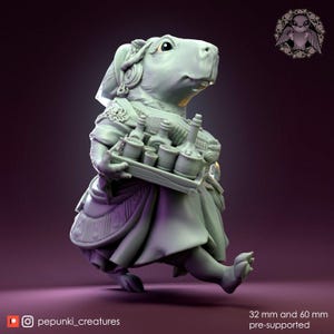 Barmaid Capybara | Balance de table ou d'affichage | Miniature D&D Humblewood TTRPG | Créatures péruviennes | Impression 3D