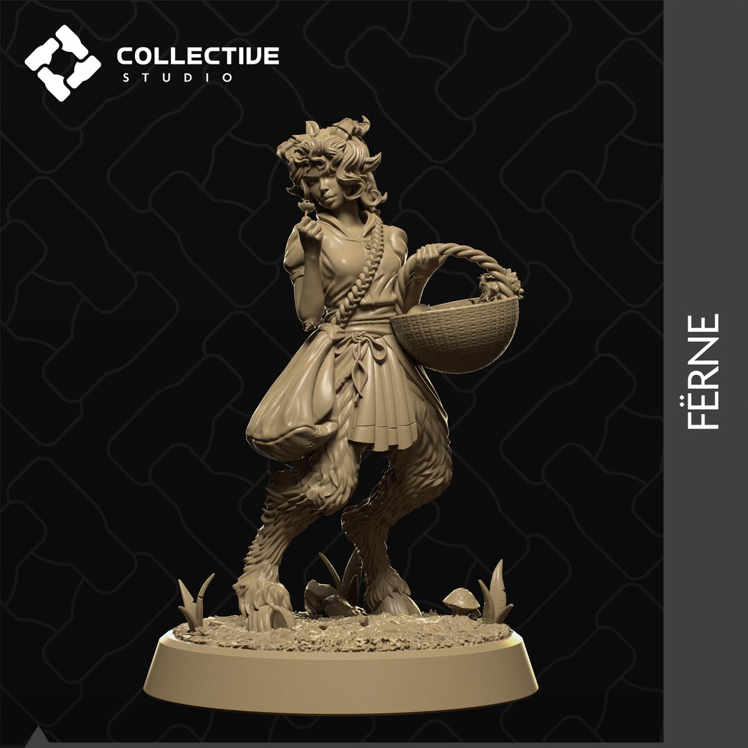 Unpainted DND Satyr Tiefling Female Scythe Miniature - Fantasy RPG Figurine For Tabletop Gaming