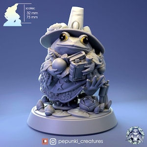 Tomato Frog Wizard | Tabletop or Display Scale | D&D Humblewood TTRPG Miniature | Pepunki Creatures | 3D Print