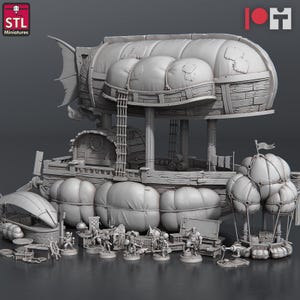 Set de PNJ de tripulación de dirigible / Escala de mesa / Miniatura de D&D Ttrpg / Miniaturas STL
