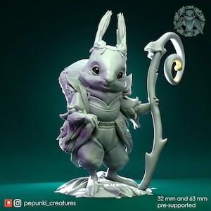 Druida Ardilla / Escala de mesa o de exhibición / Miniatura de D&D Humblewood TTRPG / Criaturas Pepunki / Impresión 3D