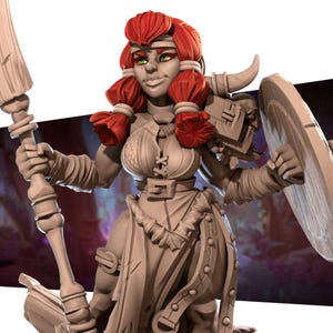 Olga and Volga Dwarf Sisters Miniature, D&D 3D Print (Bite the Bullet)