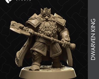 Dwarven King | Tabletop Gaming Mini or Display Figure | Collective Studio | 3D Print