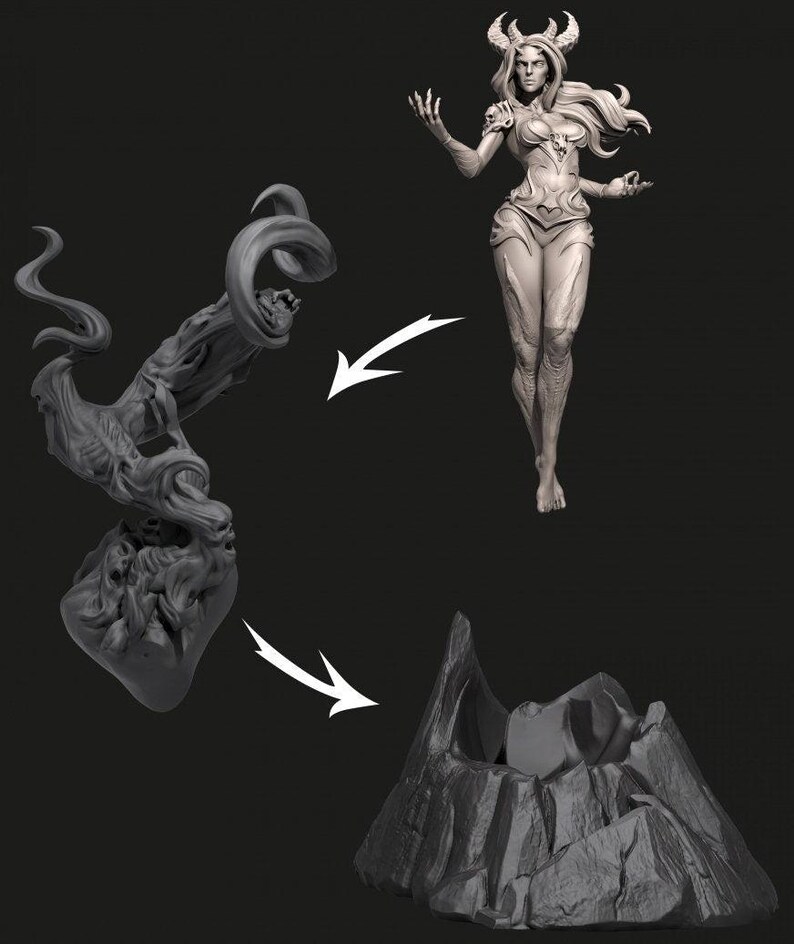 Lazabel, Demon Warlock Patron Tiefling | Tabletop or Display Scale | D&D TTRPG Fantasy Miniature | Dungeons and Maidens