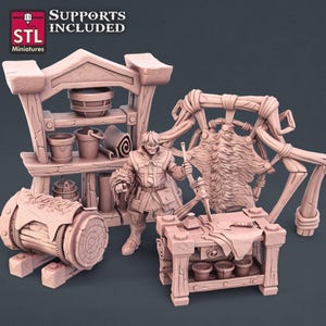 Leatherworker Npc Set | Tabletop Scale | D&D Ttrpg Miniature | Stl Miniatures
