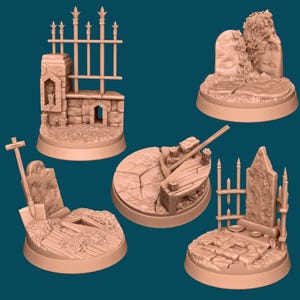 Graveyard Bases | TTRPG Miniature Sculpted Base | Awkward Penguin's Minis | 3D Print