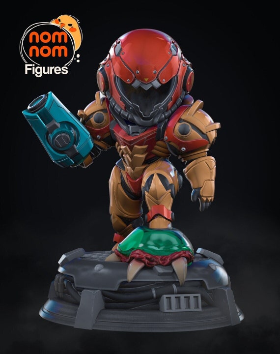 Chibi Space Bounty Hunter | Resin Garage Kit Figure Video Game Fan Art | Nomnom Figures | 3D Print