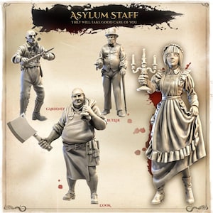 Asylum Staff, Normal and Nightmare | Wicked Hills Asylum | D&D TTRPG Miniature | Great Grimoire | 3D Print
