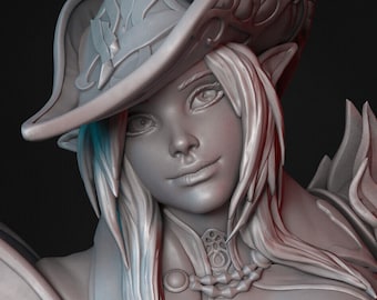 Bardo Elfo / Escala de mesa y exhibición / Miniatura de D&D para TTRPG / Miniaturas personalizadas / Pin-ups de mazmorras / Resina 8k sin pintar ni chapar