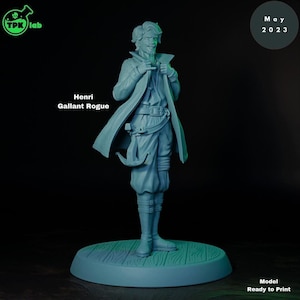 Henri the Gallant Rogue | Tabletop Gaming Miniature | TPKLab | 3D Print