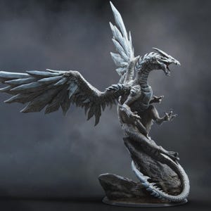 Steel Dragon, Metallic Monster | Tabletop Scale | D&D Ttrpg Dragon Miniature | Rescale Miniatures