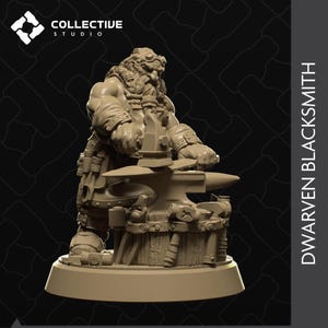 Dwarven Blacksmith | D&D Tabletop Gaming Mini | Collective Studio