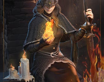 Fire Protecting Maiden | Resin Garage Kit Figure Video Game Fan Art | Nomnom Figures | 3D Print