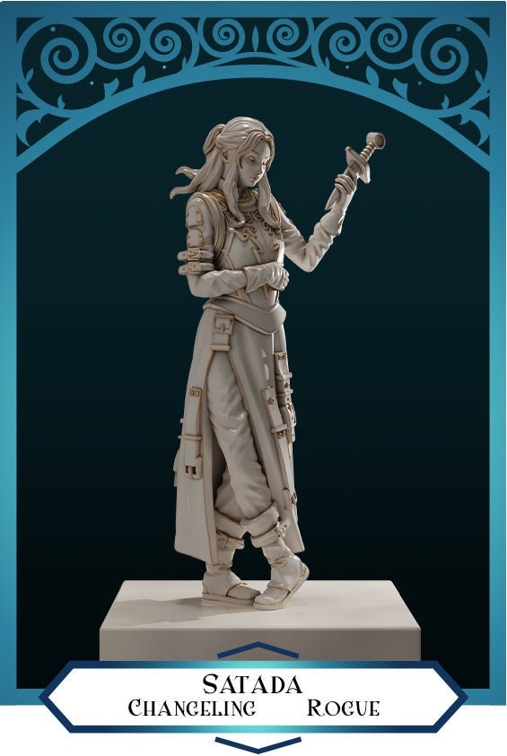 Ladino Troca-Dança, Satada | Miniatura de RPG D&D | Dnd é uma Mulher | Sem Base