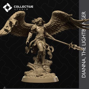 Dianna the Lightbringer Angel Aasimar Paladin Miniature, D&D 3D Print (Collective Studio)