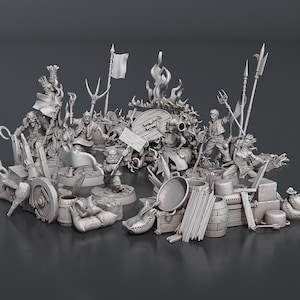 Riot Npc Set | Tabletop Scale | D&D Ttrpg Miniature | Stl Miniatures
