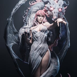Front view of Tattles Told 3D Dragon Lady 1:12 scale resin garage kit figure by CA 3D Studios, featuring detailed 3D printed design.