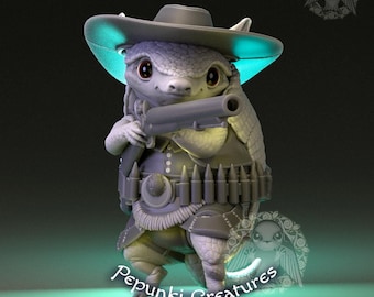 Pepunki Armadillo Gunslinger Miniature D&D Tabletop 3D Print (Pepunki Creatures)