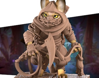 Cat Ninja | TABLETOP SCALE | TTRPG Miniature | Bite the Bullet | Unpainted, Unplated Resin 8k | 3D Print