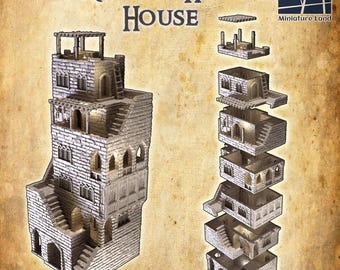 Desert High House | 28mm Scale Model Terrain | D&D TTRPG Playable 3D Printed Building | MiniatureLand | 3D Print