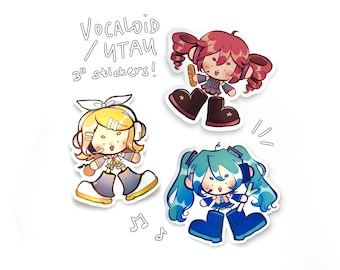 big boot miku & friends 3" stickers | vocaloid + utau