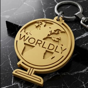 Custom Globe Key Chain Name Tag | Personalized World Traveler Gift | Earth Map Wanderlust Charm | Keys, Backpack, Bag Charm