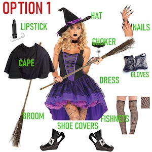 Women’s Halloween Costume – Sexy Witch Costume – 10 Piece Bundle