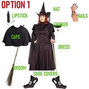 Women’s Halloween Costume – Classic Witch Costume – 7 Piece Bundle